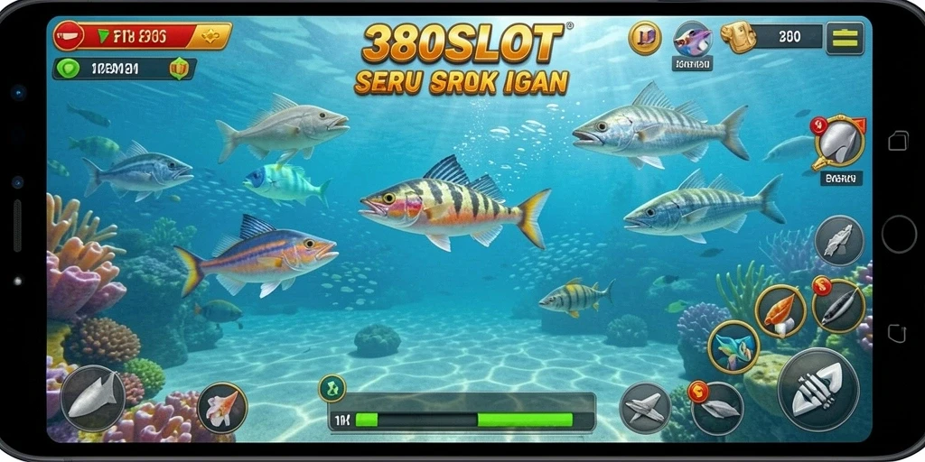 Tampilan gameplay seru dalam 380SLOT saat menembak ikan.