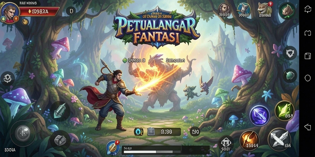 Screenshot gameplay petualangan menampilkan karakter dalam aksi.