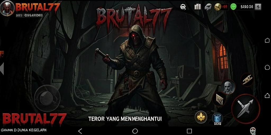 Tampilan gameplay BRUTAL77 yang menegangkan dan menyeramkan.
