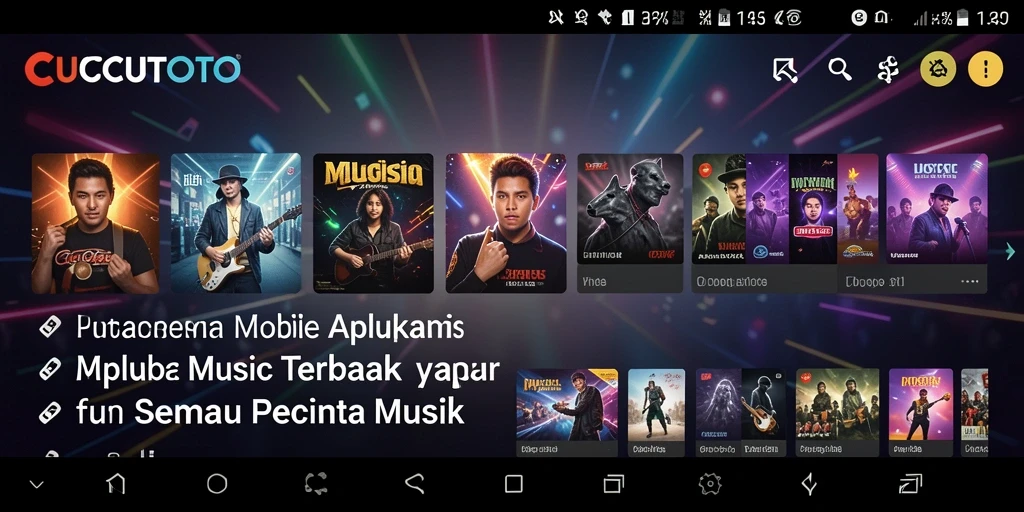 Screenshot gameplay <strong>CUCUTOTO</strong> menampilkan lirik interaktif dan pilihan lagu.