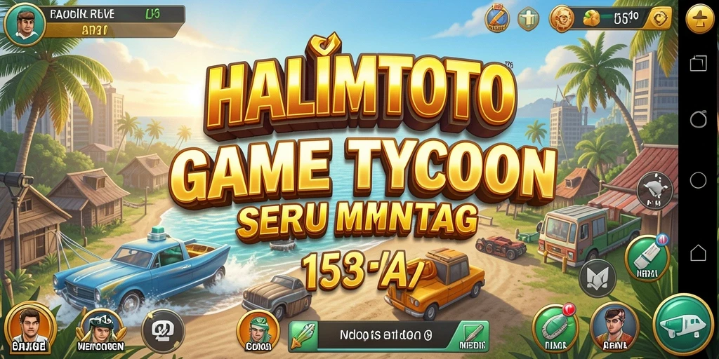 Screenshot gameplay HALIMTOTO yang menunjukkan simulasi bisnis Tycoon.