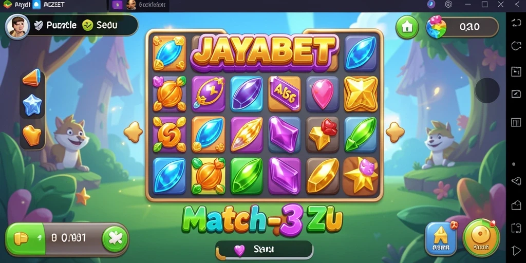 Tampilan gameplay seru dalam JAYABET dengan tantangan Match-3 yang menarik.