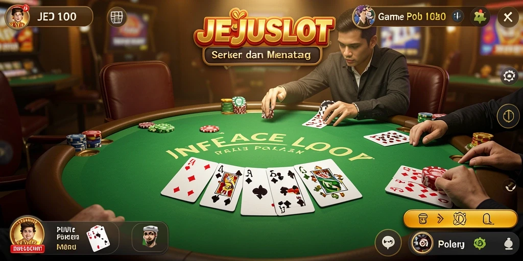 Tampilan seru gameplay poker di JEJUSLOT yang penuh strategi.