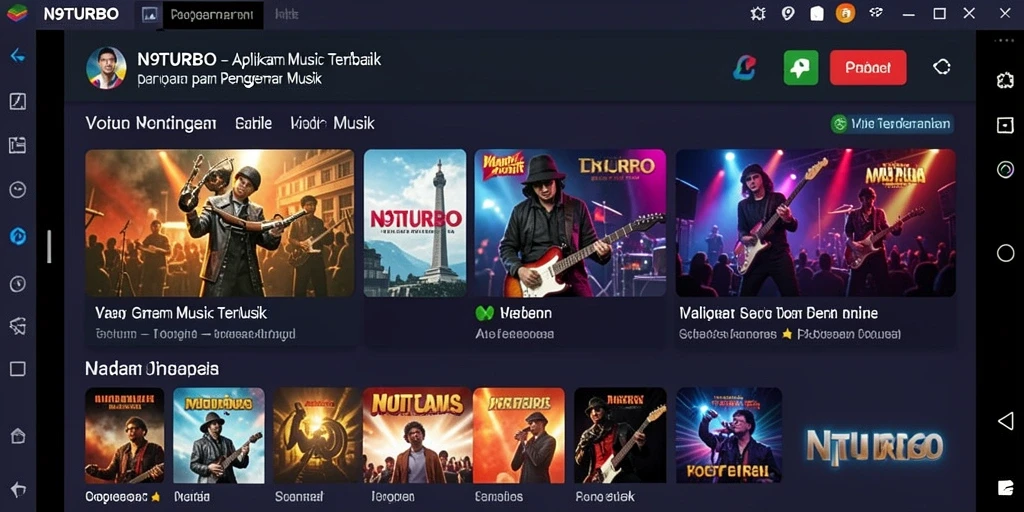 Tampilan gameplay N9TURBO dengan fitur musik interaktif.