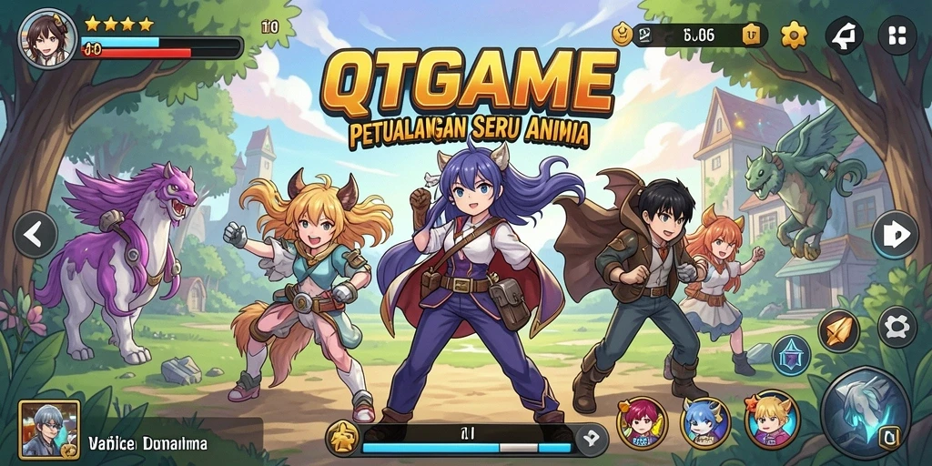 Screenshot gameplay QTGAME yang menunjukkan pertempuran seru dalam dunia Anime.