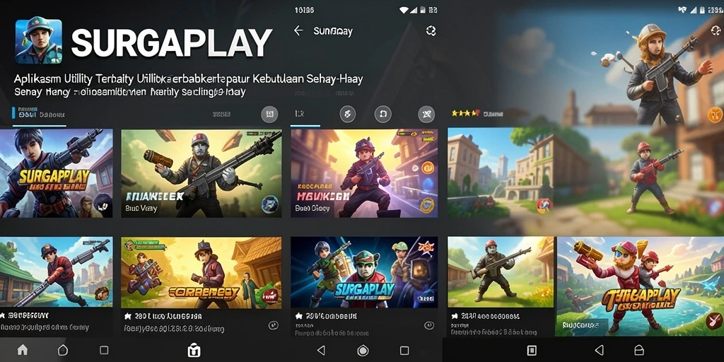 Tampilan antarmuka aplikasi SURGAPLAY yang menarik dan user-friendly.